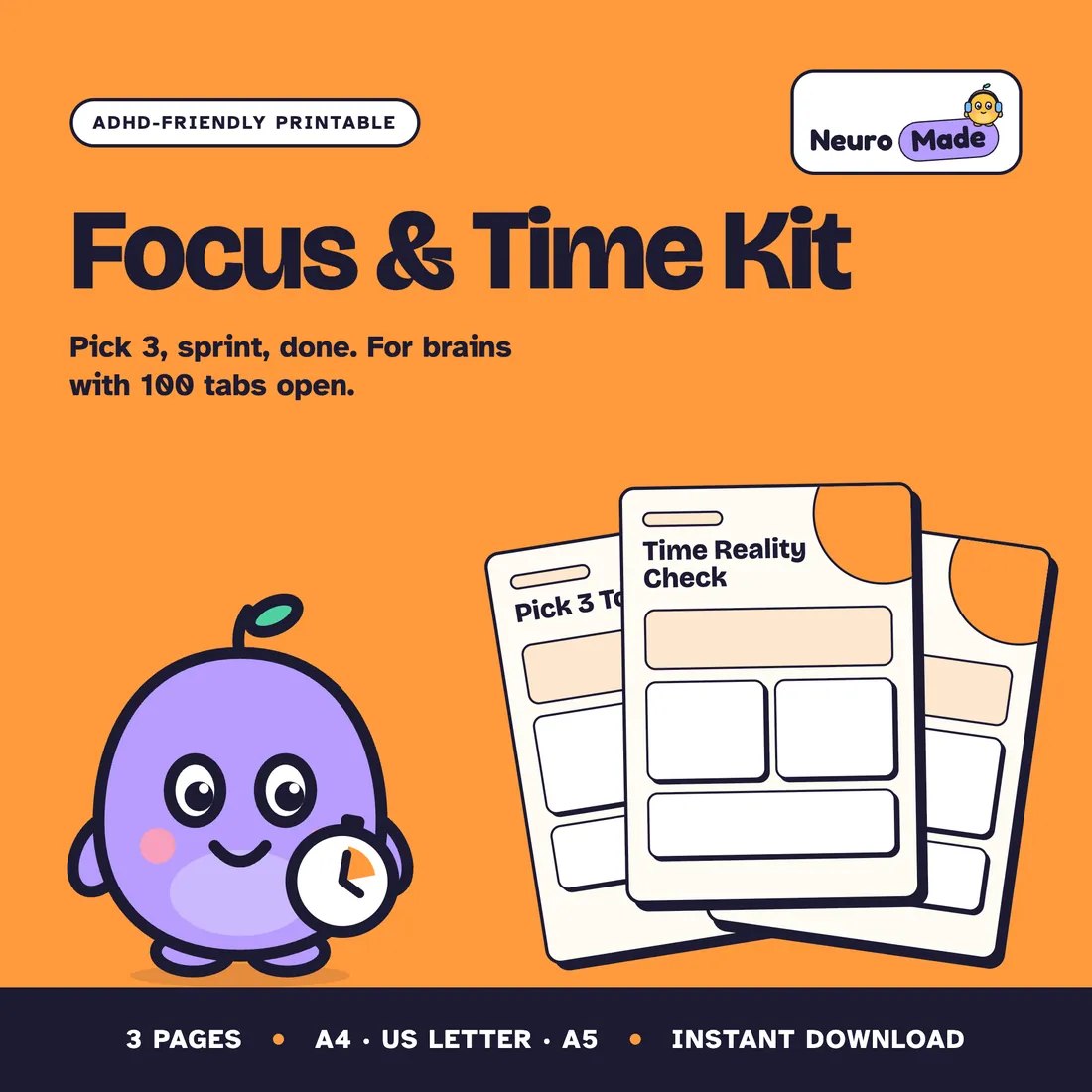 Focus and Time Kit: ADHD printable cover