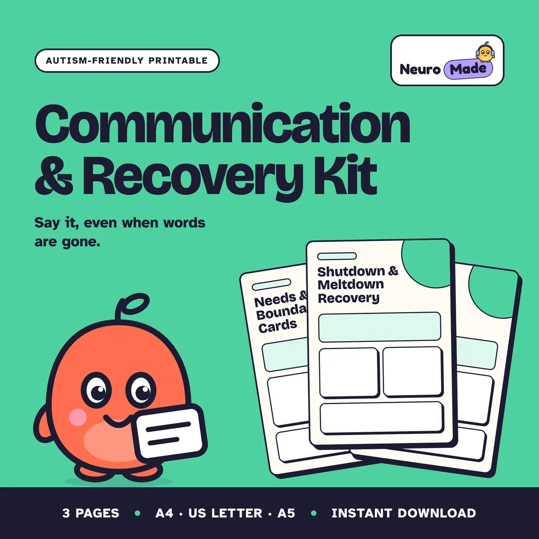 Communication and Recovery Kit: Autism printable cover