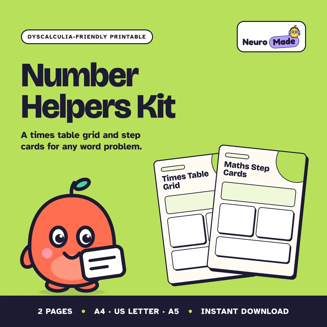 Number Helpers Kit: Dyscalculia printable cover