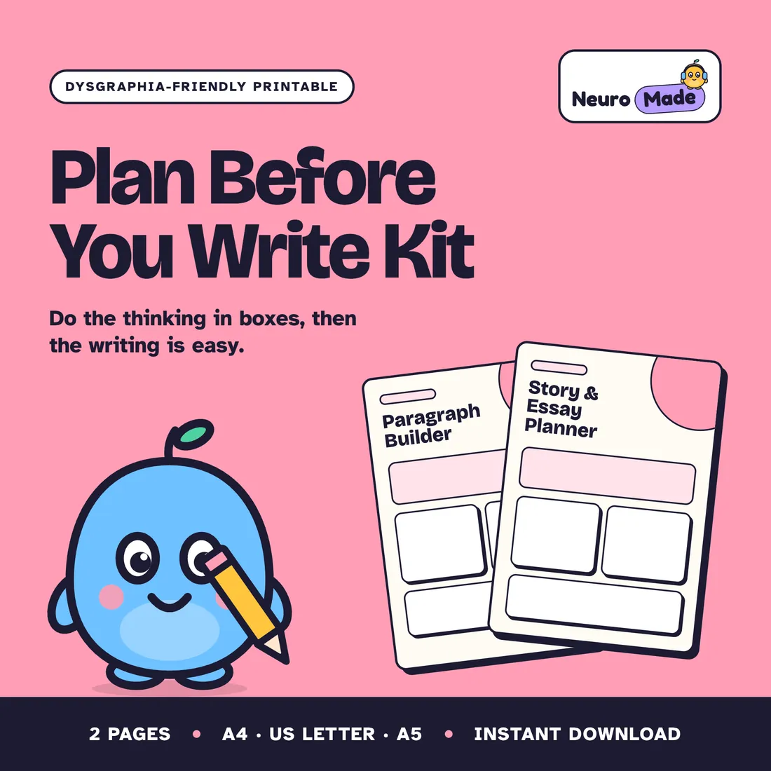 Plan Before You Write Kit: Dysgraphia printable cover