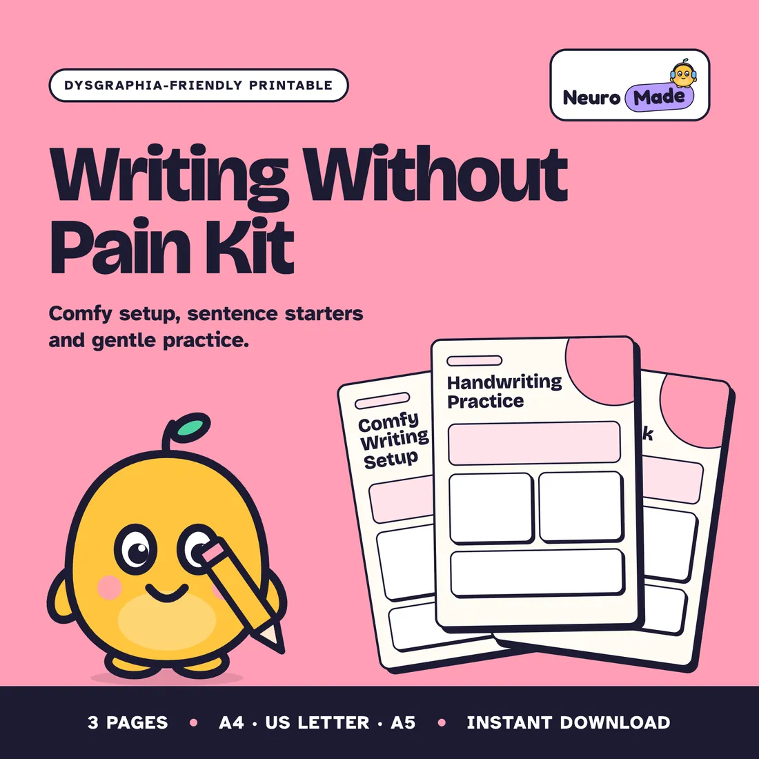 Writing Without Pain Kit: Dysgraphia printable cover
