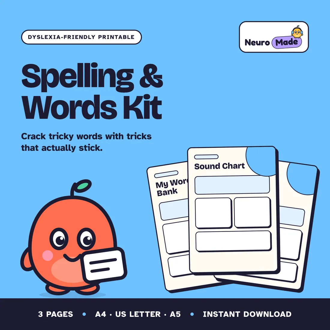 Spelling and Words Kit: Dyslexia printable cover