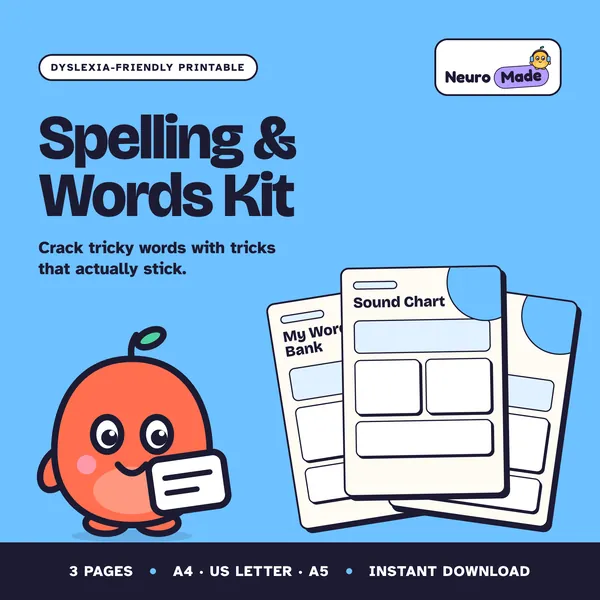 Spelling and Words Kit: Dyslexia printable cover